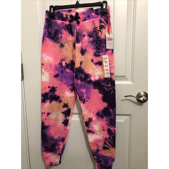 Justice Girls Tie Dye Joggers Sweatpants Sz Large 12/14 Pink Purple - Picture 1 of 6